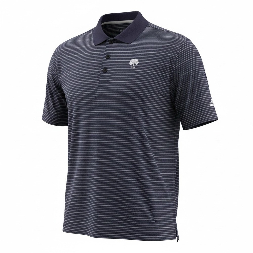 Adidas Golf Polo Mens Size Large Purple w/ White Stripes ClimaLite Wicking Logo